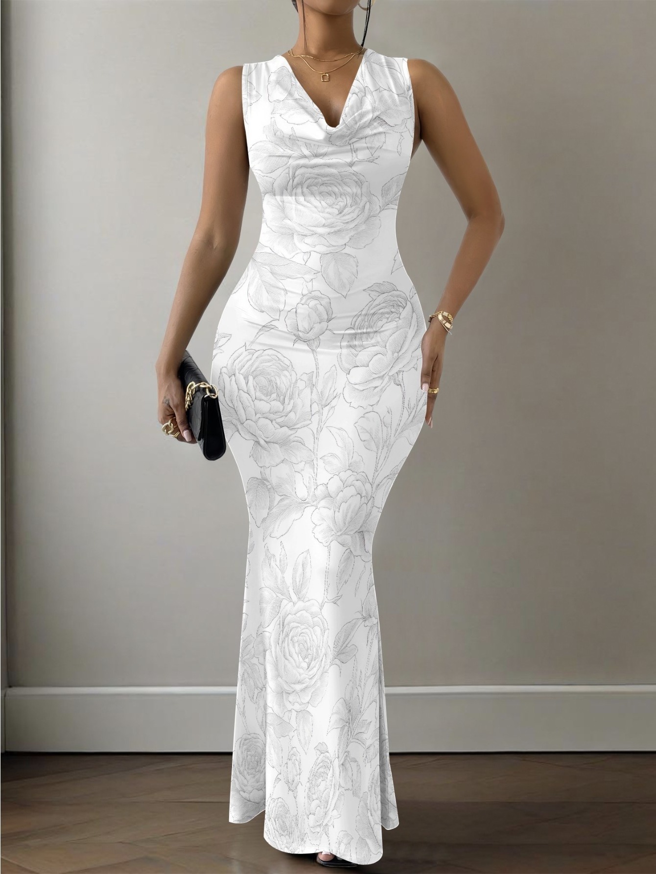 slim fit dress slacks Maxime Pearl Straps Maxi Dress