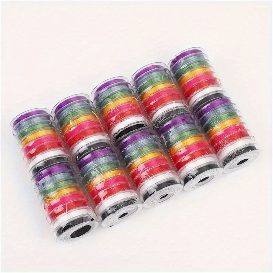 TEMU 16 Rollos de Cuerda Elástica de Goma Colorida, 10 Metros por Rollo, Línea Elástica Duradera para Fabricación de Joyas, Adecuada para Pulseras y