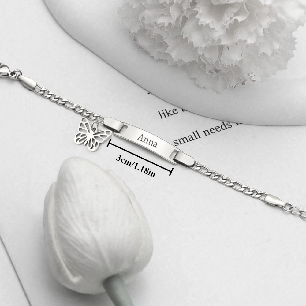 TEMU Pulsera brazalete de acero inoxidable grabada/personalizada con , dijes ajustables, regalo de ideal y único