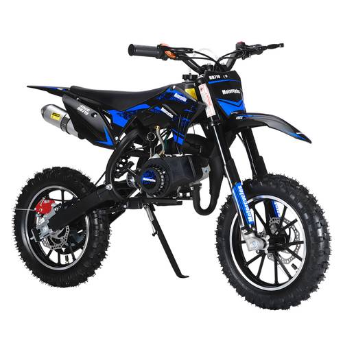 49cc 2 gas powered mini motorcycle pocket dirt bike with external rotary tires front disc brakes up to 20 mph 330 lbs metal construction without battery