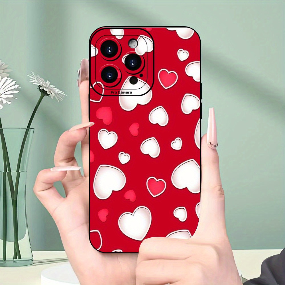 

Valentine's Day Pattern For Iphone Case, Shockproof With Lens Protection Shockproof With Lens Protection, Black Tpu, Compatible For Iphone 11/ 12/ 13/ 14/ 15/ 16 Pro Max