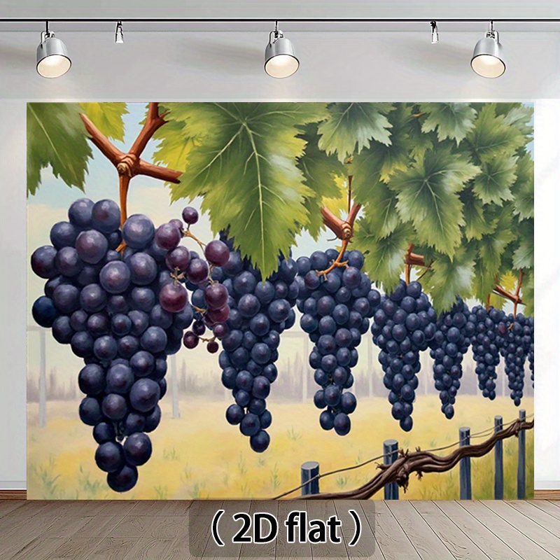 2d flat 1pc realistic artificial grapevine hanging plant backdrop with   greenery grapes realistic 2d flat indoor outdoor wedding christmas decor   party photo background durable vine for events no maintenance for 2d flat