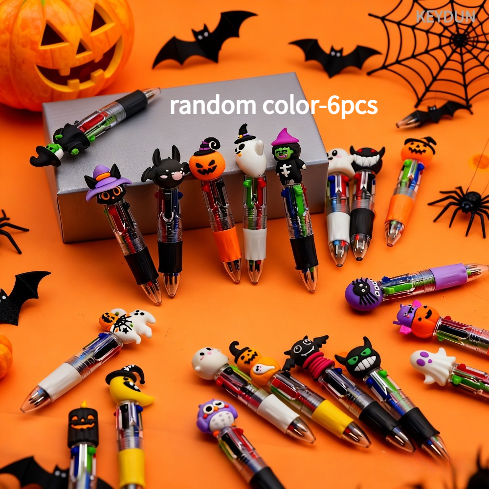TEMU Set Of 6pcs Mini 4-in-1 Ballpoint Pens In Random Colors. Ideal For Trick-or-treat Events, Pranks, And Holiday Gifting. Essential Halloween