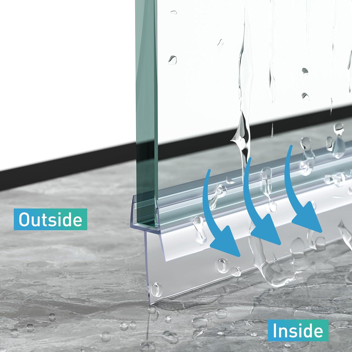 

2-pack Shower Door Bottom Seal Sweep, 1/4" X 36" Barrier Gap Sealing Strip, Easy To Cut, Prevents Water Leakage