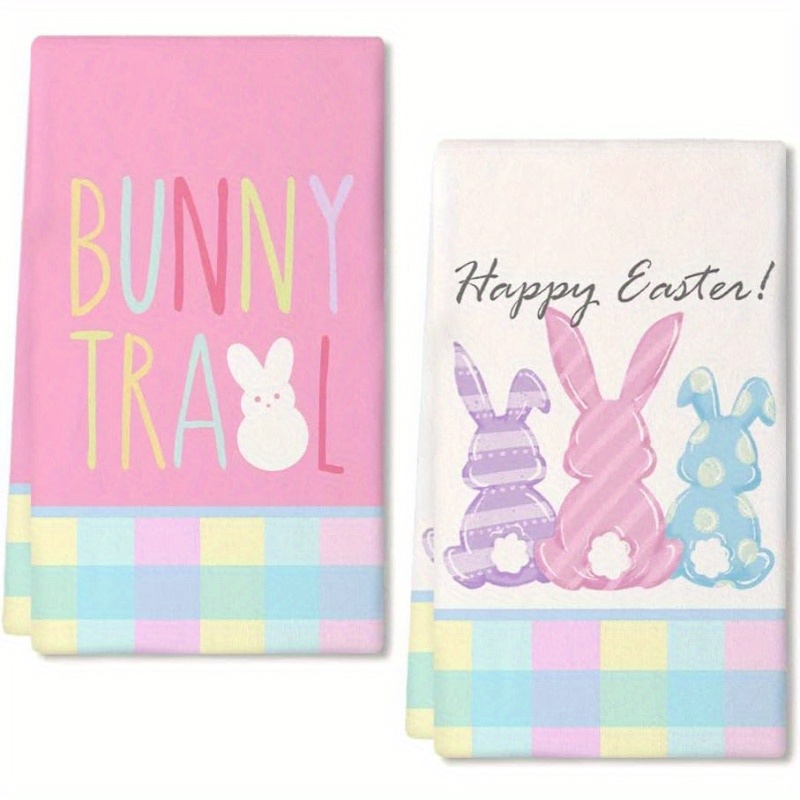 

2 Set 26 Inch * 18 Inch Easter Cute Bunny Kitchentoweleaster Kitchen Towels, Bunny Dish Towels Drying Dishcloth, Farmhouse Holiday Seasonal Spring Decorations