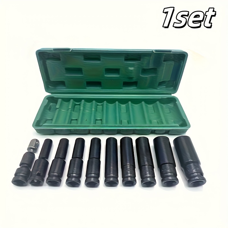 TEMU 11pcs Impact Wrench Socket Set+ Adapter- Made Of, Includes A Portable Storage Box, Suitable For Automotive Repairs, Hex Tools, For Christmas And
