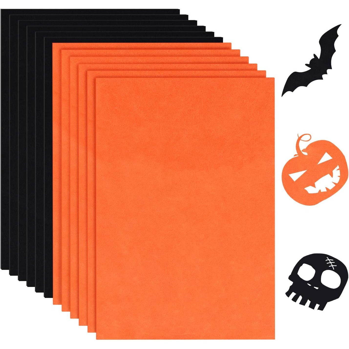 TEMU 12pcs Halloween Felt Fabric Sheets, 8"x12"/ 20x30 Cm, Soft Easy-to-cut Non-woven Felt Sheets For Handcrafts, Sewing, , Spooky Ornament Making,