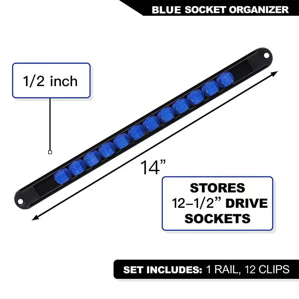 1pc Socket Organizer 1/4 3/8 1/2 Socket Clip Rail Holder Socket Sliding Stand Sleeve Rail Rack Tools