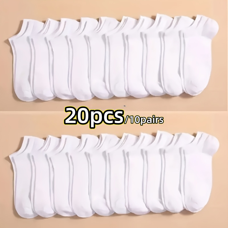 TEMU 20pcs/10 Pairs Of Summer Unisex Solid Color Low-cut Breathable Sweat-absorbing Socks, Comfortable And Non-slip, Random Colors, Essential For