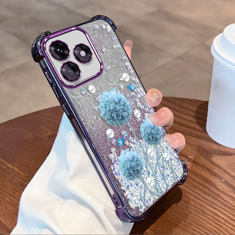 TEMU Phone Case: Glitter Plating Clear Protective Cover X5c Plus Case Flxebile Tpu Four-corner Shockproof Pattern