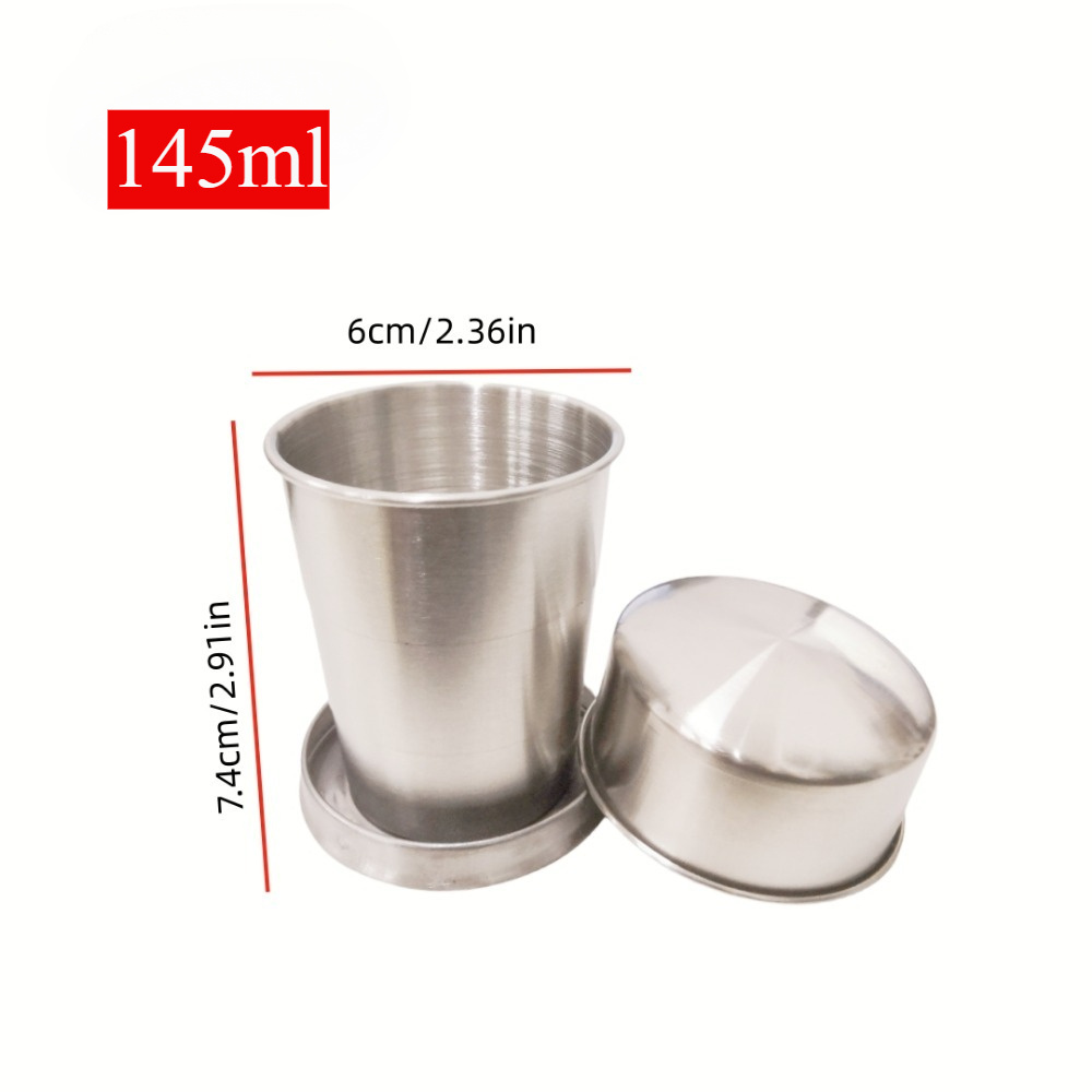 E-shop 1 Edelstahl Faltbarer Teleskopbecher Outdoor Camping Tragbarer Wasserbecher Komprimiertes Kleines Weinglas