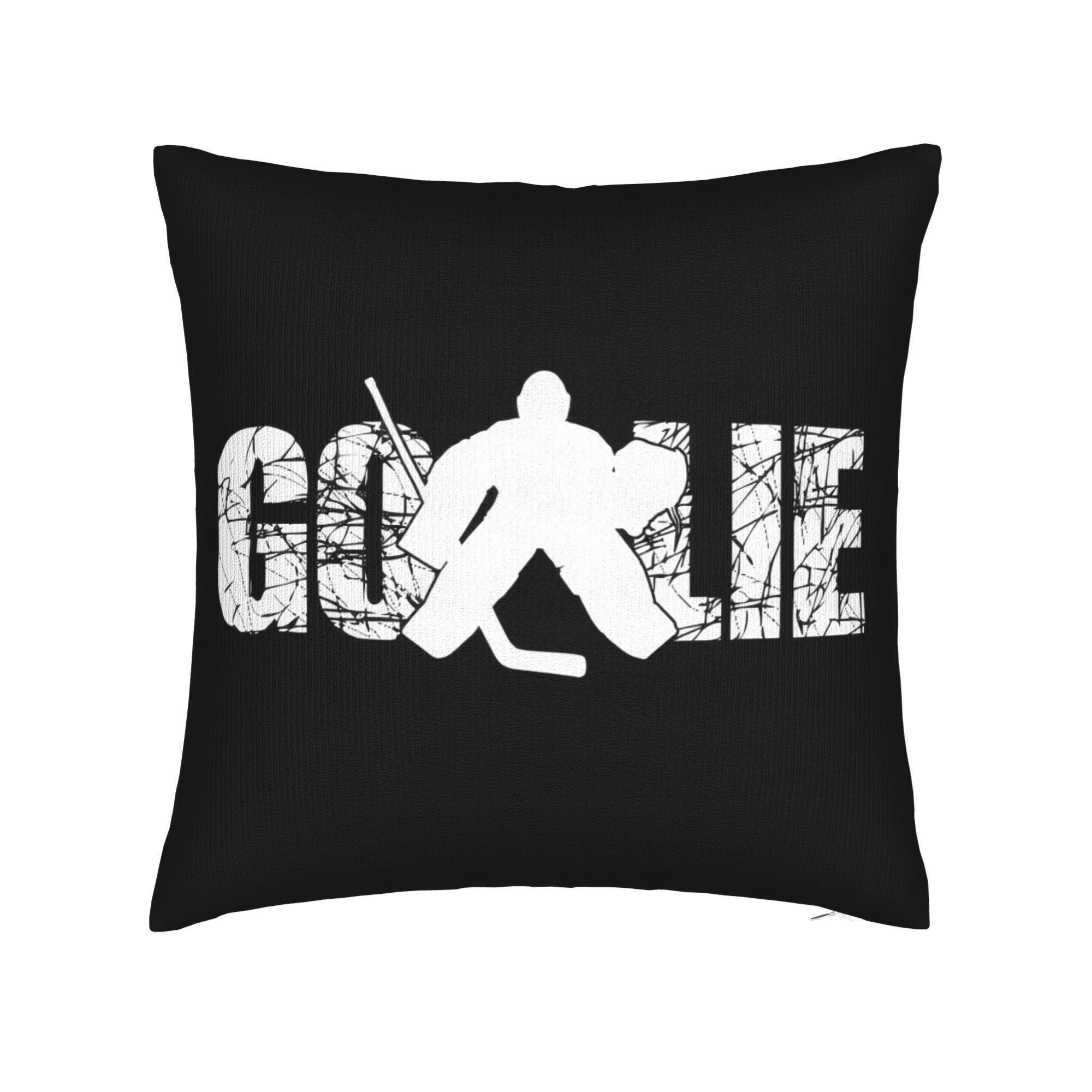 TEMU 1pc Vintage Hockey Goalie Pillow Cover, 45.72cm X 45.72cm Double-sided Print, Featuring A Design In Black, Machine Washable, With Zipper Closure
