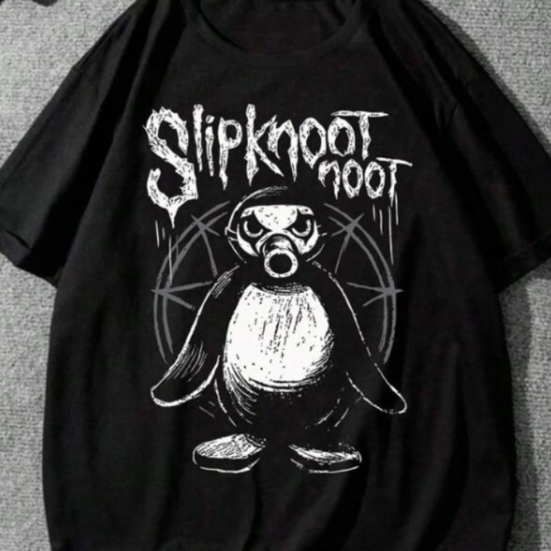 

T-shirt à imprimé Slipknot pour femmes, haut décontracté à col rond et manches courtes, tissu tricoté 95 % polyester et 5 % élasthanne, t-shirt de longueur standard toutes pour et l'été