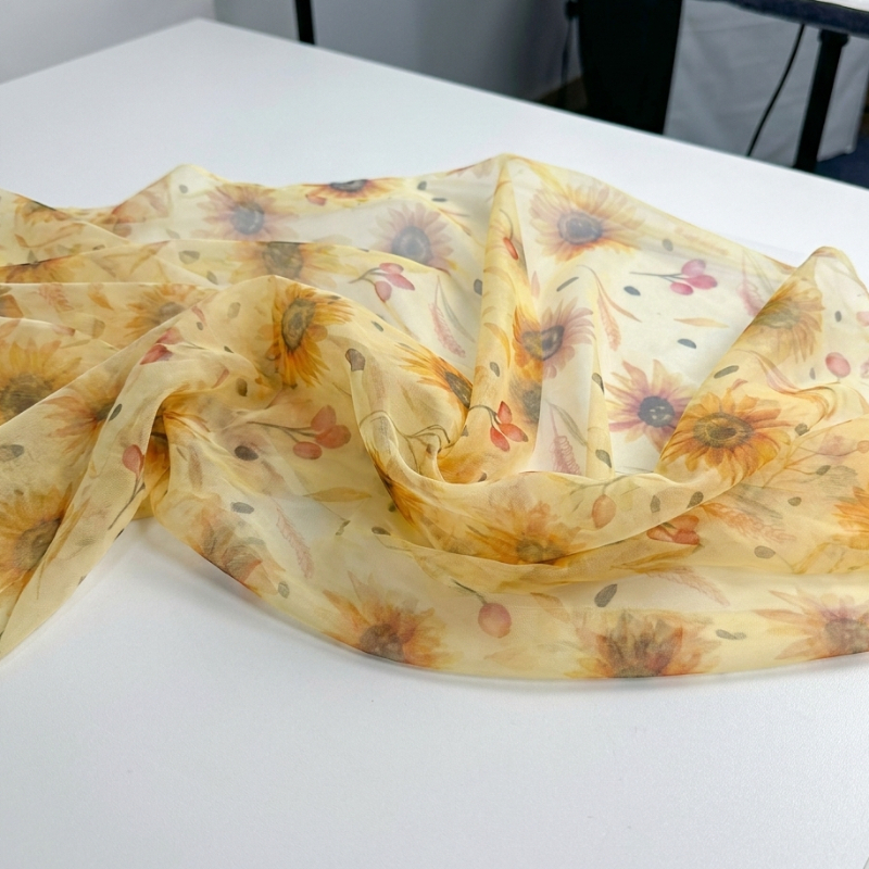 TEMU 1pc, Yellow Sunflower Print Mesh, Studio Photography Scene Decoration Scarf, Craft Fabric, Soft Polyester Mesh, Perfect For Wedding Venues,