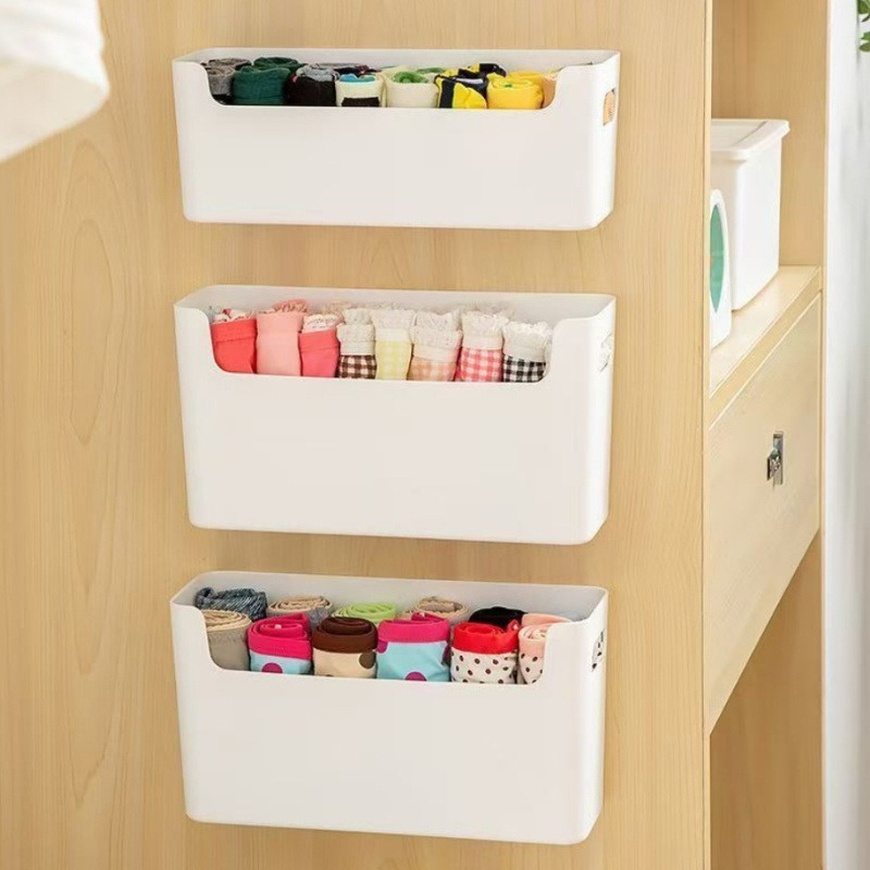 

Wall-mounted Plastic Organizer Bins For Kitchen And Bathroom - No-drill Storage Boxes For Cabinet Doors, Open-front Design For Easy , Multipurpose Use For