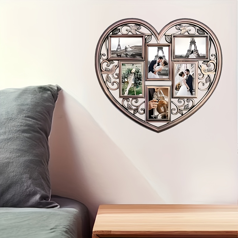 2d Flat a 2d Wooden Heart Shaped Hanging Collage Frame