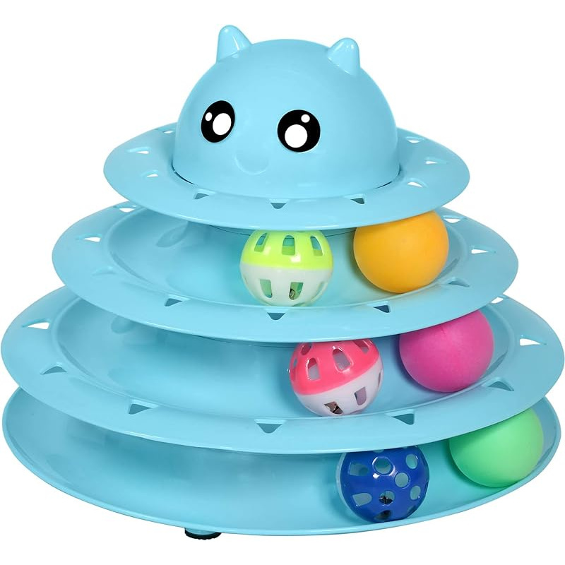 TEMU 24pcs Cat Toys, Cat Roller Toy 3-level Turntable Cat Toys Balls For Indoor Cats, Kitten Toys Set With Cat Teaser Toys, Mice Toys, Spring Toys, And Ball Toys.