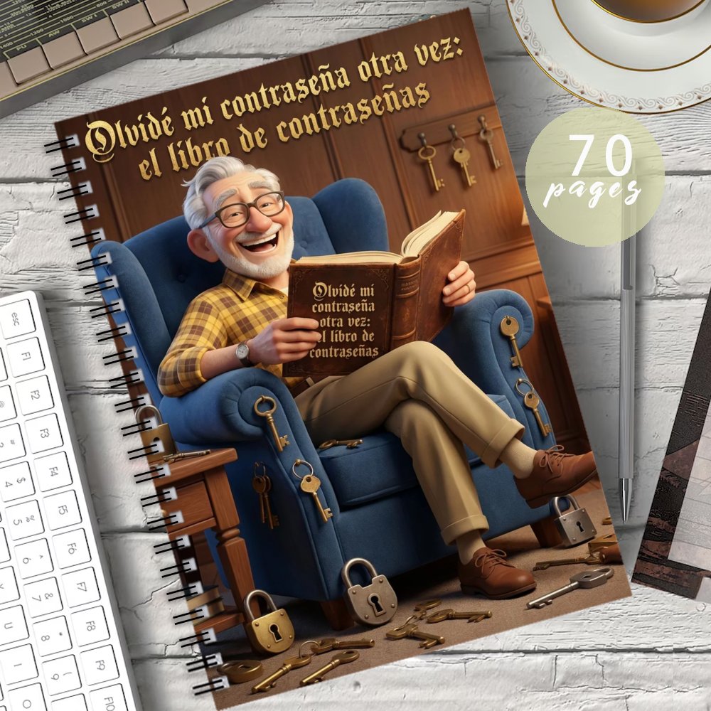 TEMU 1 cuaderno de contraseñas en español con , para grabar información de de sesión de sitios web, diseño temático de candado y llave para organizar