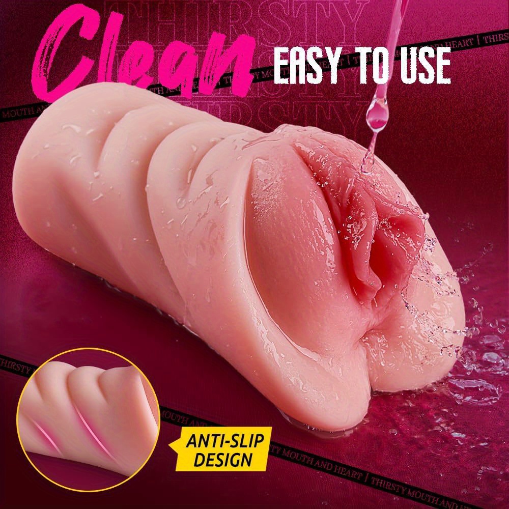 2-in-1 Male Masturbator Adult Sex Toy, Upgraded Realistic Pocket Pussy with Thick Labia, Peach-toned Male Masturbator Featuring a Built-in Vagina, Designed Specifically for Male Masturbation