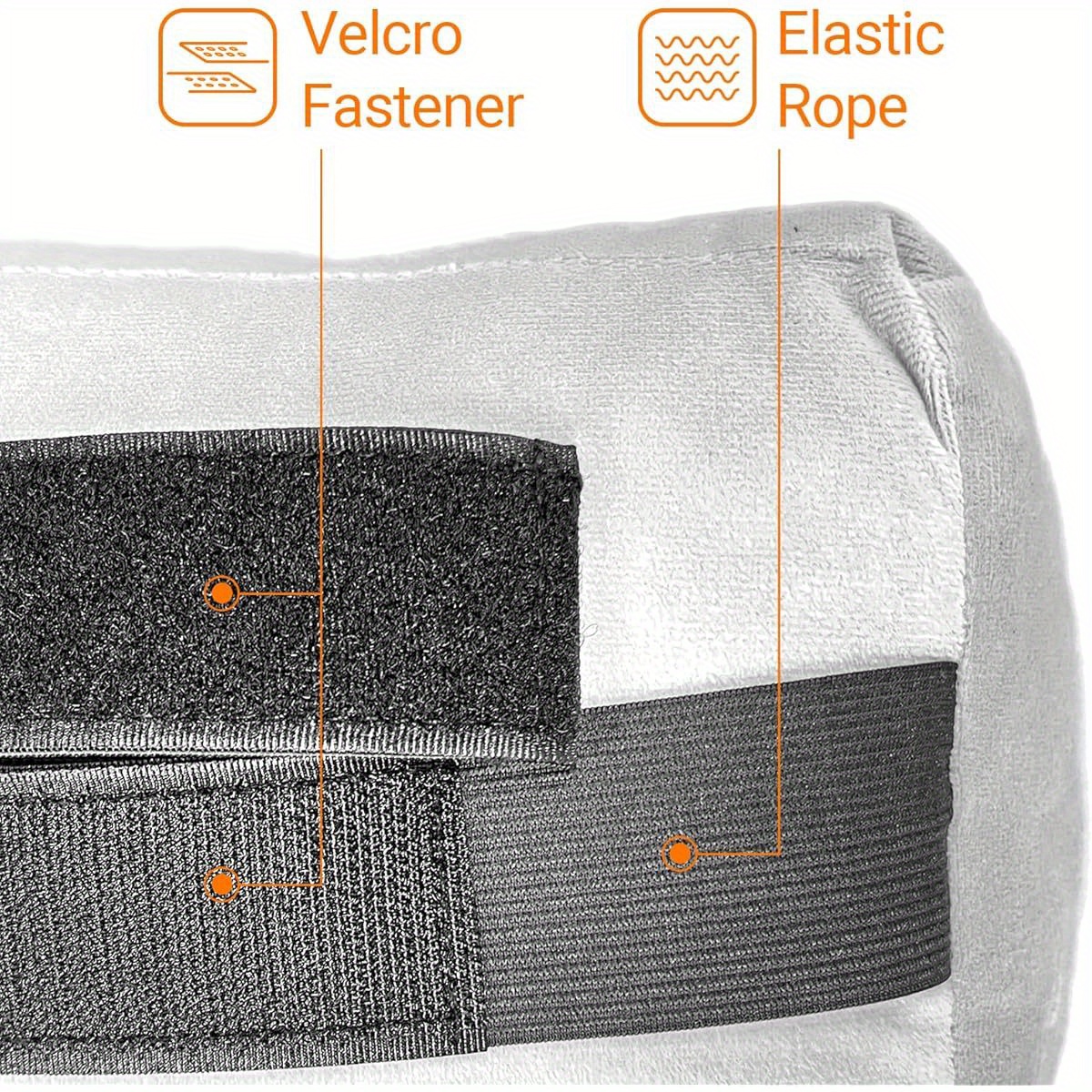 velvet roll support pillow for lumbar back head high density foam support removable cover   strap for office chair car seat relief improving posture grey Product details 4