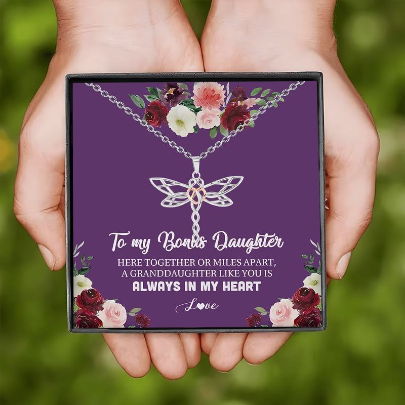 Elegant Dragonfly Necklace Gift Box for Stepdaughter