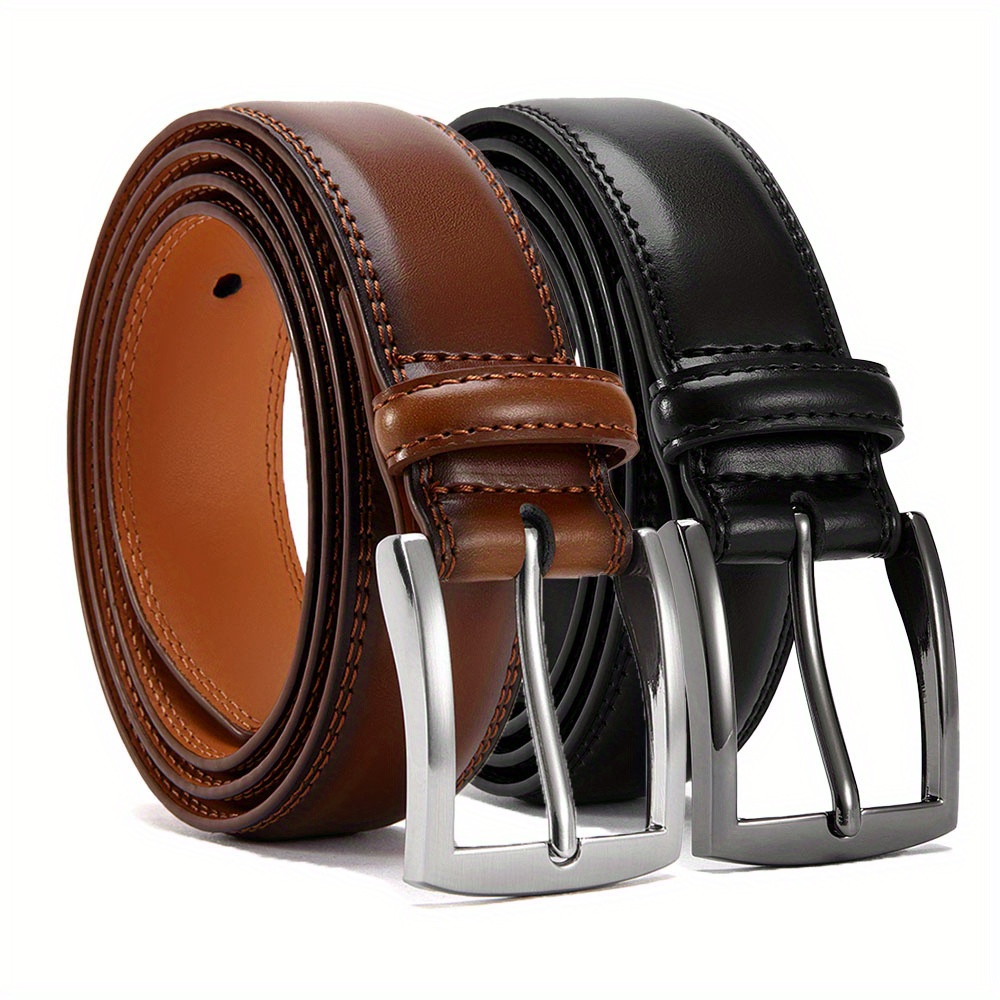   2pcs mens pin   belt genuine leather belt with alloy pin   for casual and work wear stylish and durable fashion accessory   for fathers day