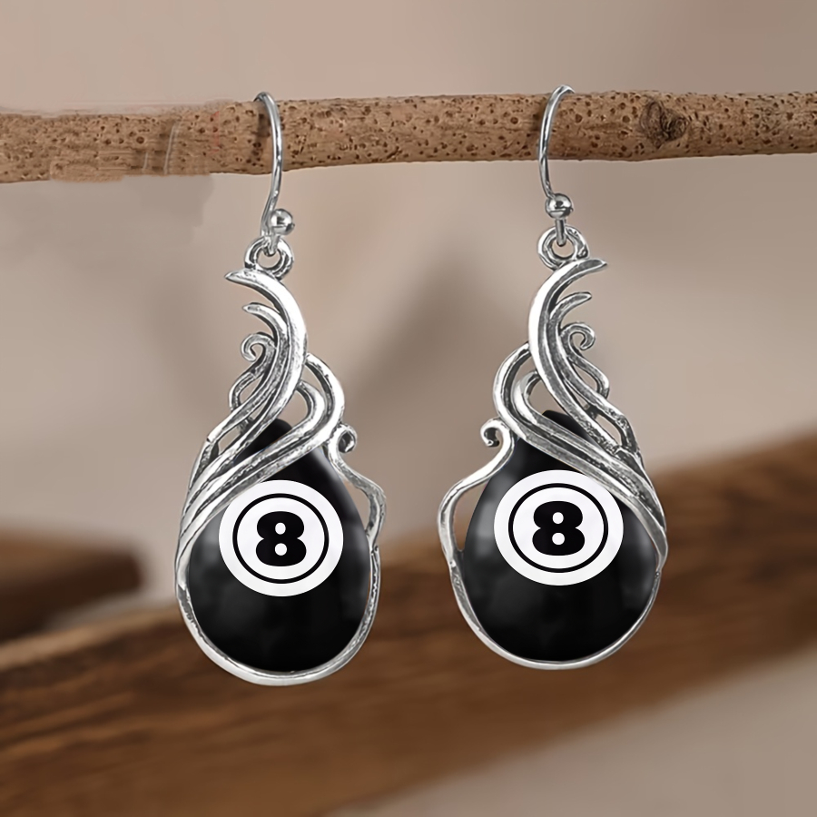 TEMU 2pcs Ball Earrings Pool Ball Earrings Billiard Earrings Sport Earrings Teardrop Earrings Pendant Earrings Game Earrings Jewelry Accessories