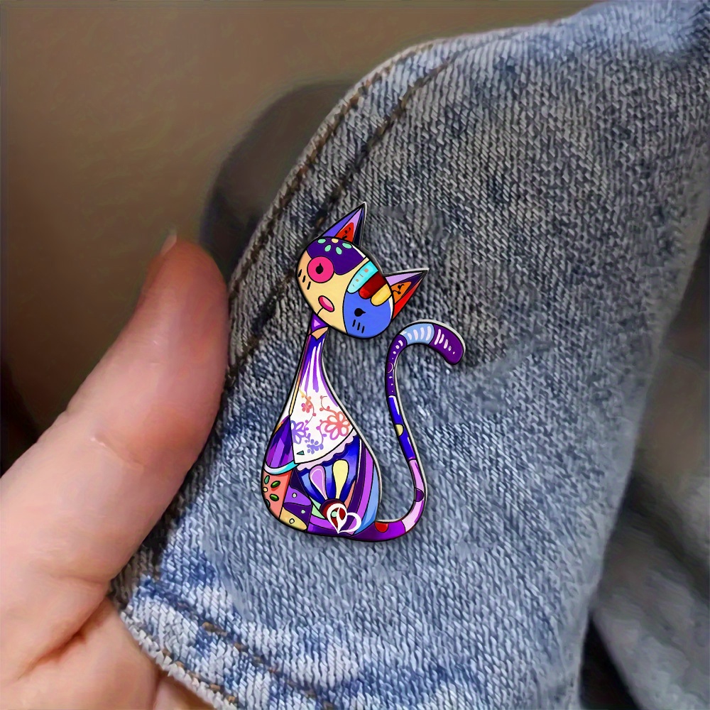TEMU 1pc Of Creative Acrylic Brooch, Fashionable And Cute Abstract Style Cat Brooch For Men And Women's Suit Brooch, Sweater Scarf Coat Accessories