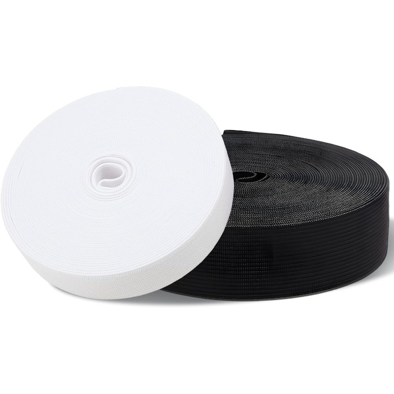 TEMU 20 Metres Elastic Band Sewing, Pack Of 2 Elastic Wide Elastic Bands, Black White Rubber Bands Sewing, Elastic Band Wide 3 Cm For Trouser Rubber,