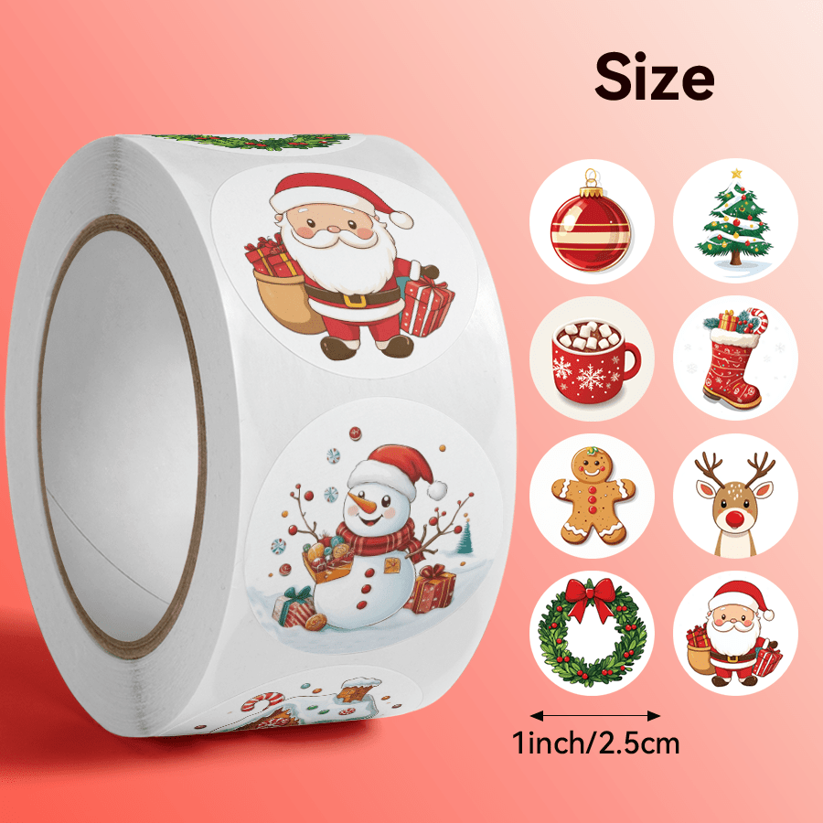 Image of 500pcs Of Christmas-themed Stickers Featuring Snowmen, Santa Claus, And Christmas Trees. Merry Christmas!