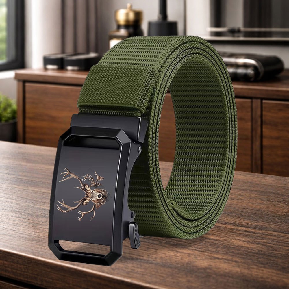 Image of 1pc Men's Novelty Belt With 3 Deer Pattern, Belt, Accessory For Sweatpants, Dress Pants, And Jeans, Fashionable Item, Men's Gift, In Multiple Colors