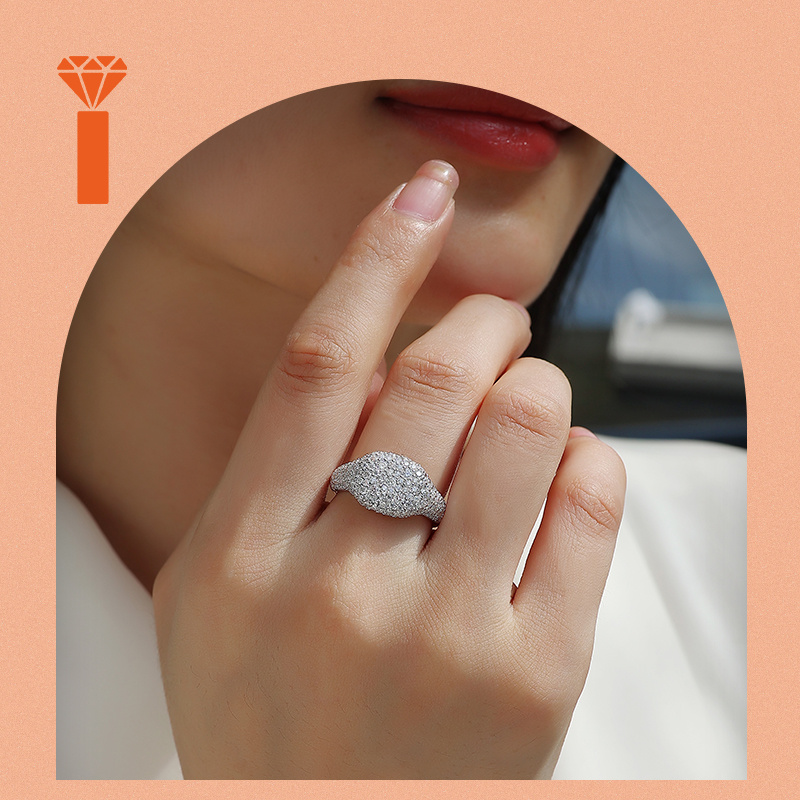 Dome Set Moissanite Bridal Ring in S925 Silver