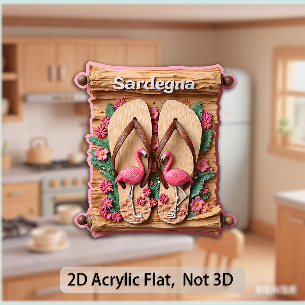 TEMU 2D , Diseño 2D , 1 Imán de Frigorífico Acrílico, de de Flamenco Tropical - Estilo , Adornado con Hojas y Flores, Diseñado para Amantes de ,