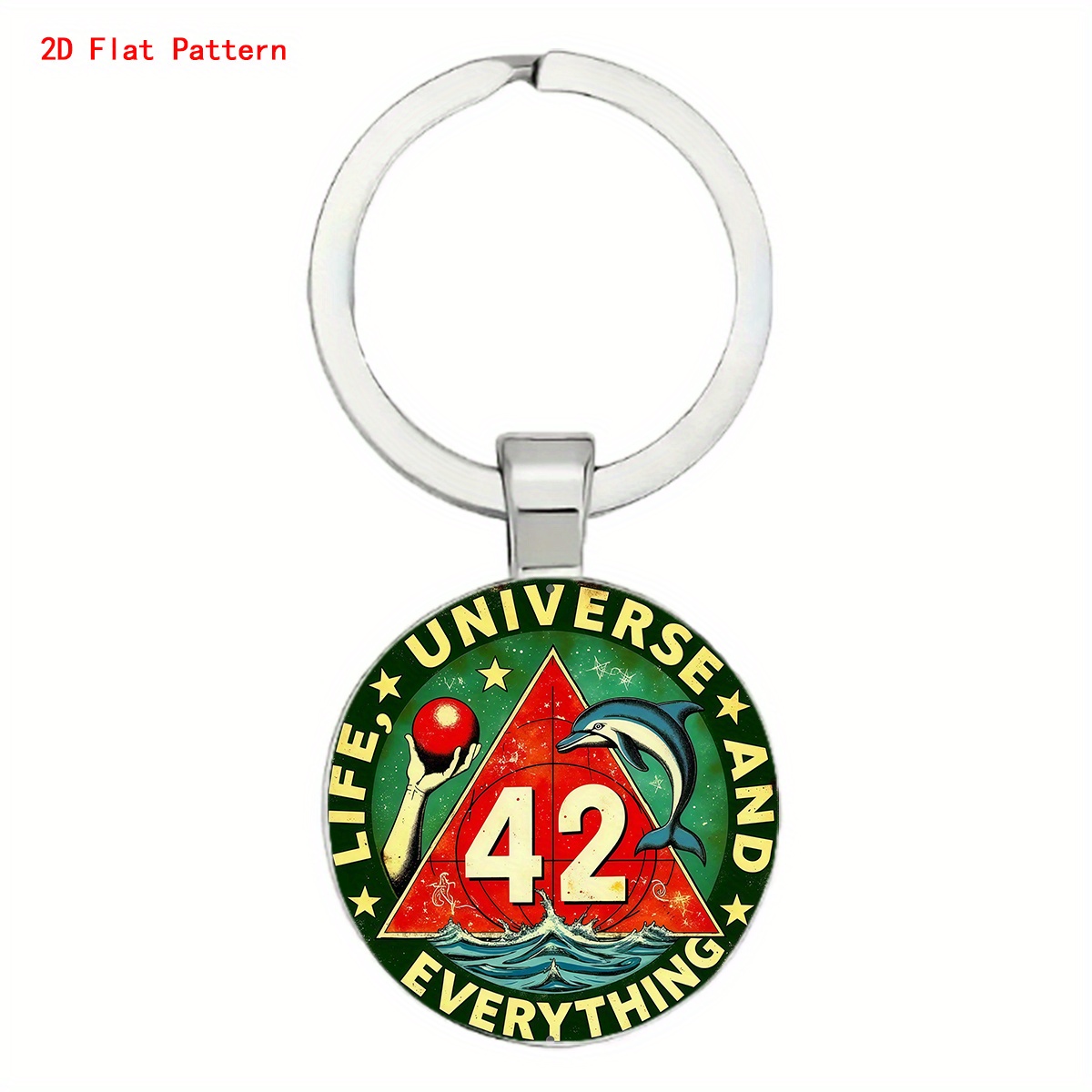 TEMU 2d Flat Fashion 42 Pattern Keychain - Alloy, Trendy Accessory For Bags And Cars, Perfect Gift For Men And Women, Minimalist Round Pendant, Ideal