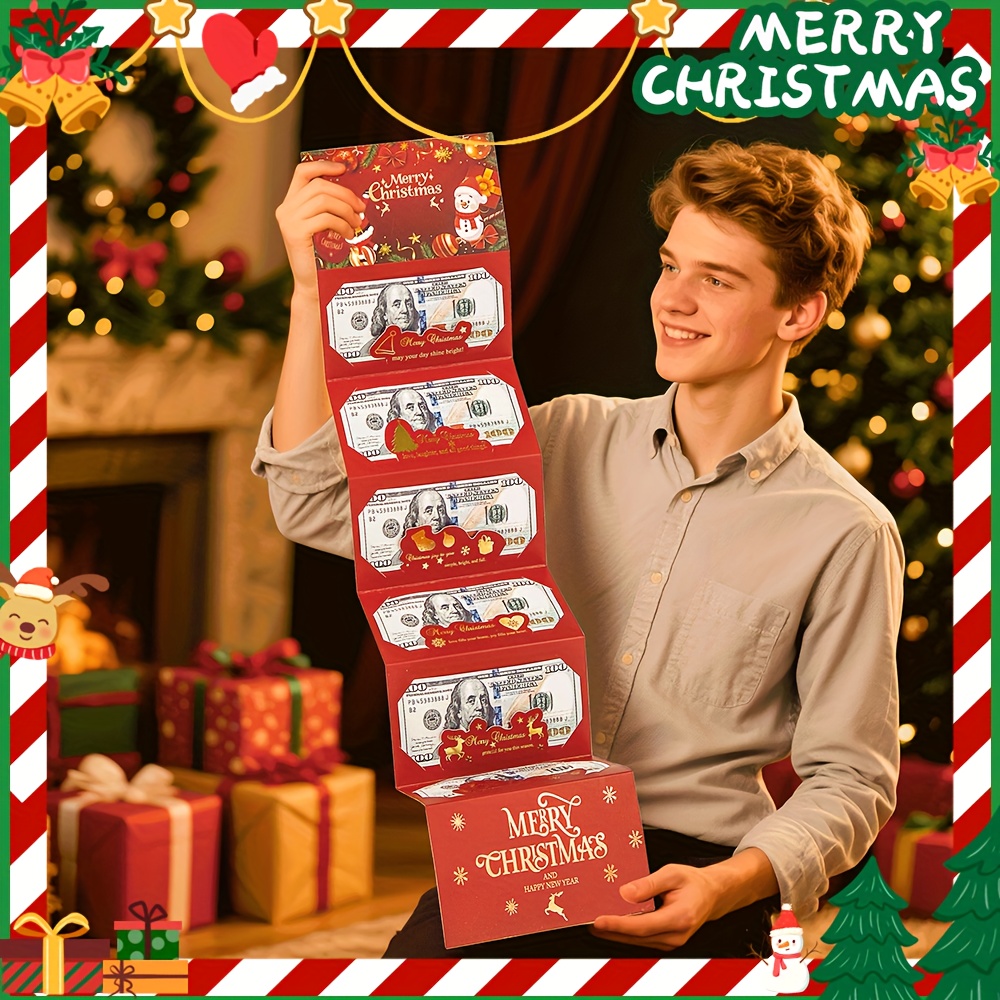 creative folding red envelope with santa claus card slot christmas new year gift bag suitable for parties and decorations christmas gift box small gift box gift box packaging lidded gift box holiday gift packaging Product details 7
