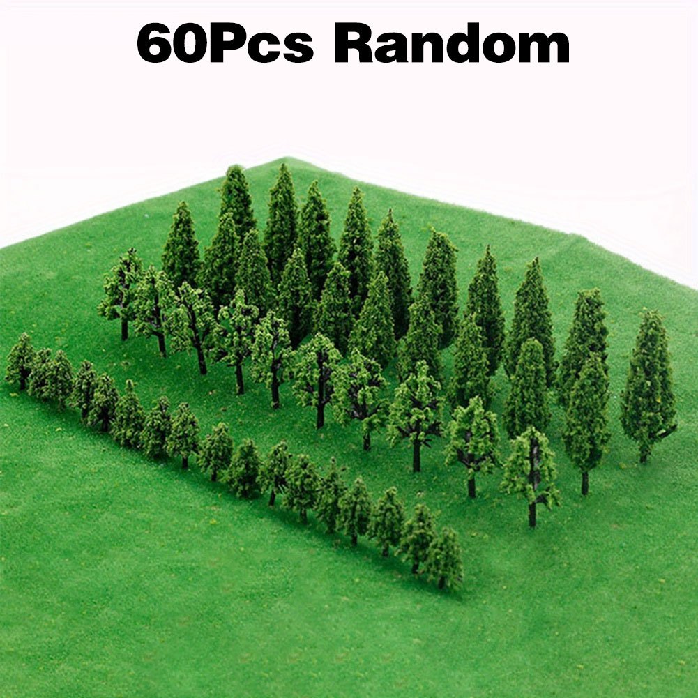 30/60pcs Model Trees 2-6cm/0.79-2.36in Mixed Model Tree Train Landscape Architecture Tree Crafts Decoration Tree, Halloween/thanksgiving/christmas Gift Easter Gift (random Styles)
