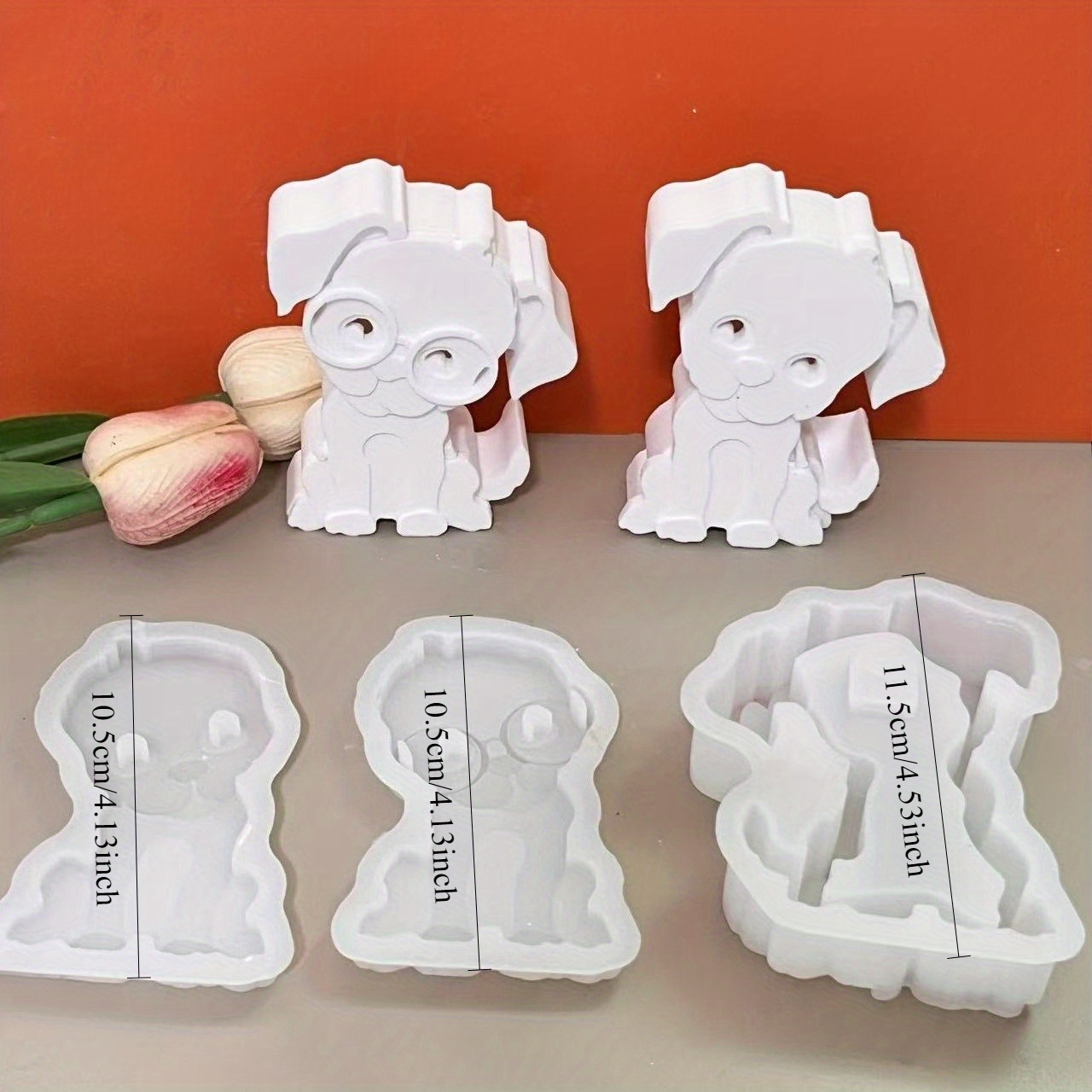 Cute Puppy And Calf Desktop Ornaments, Candle Molds, Plaster Candle Holders, And Resin Molds.
