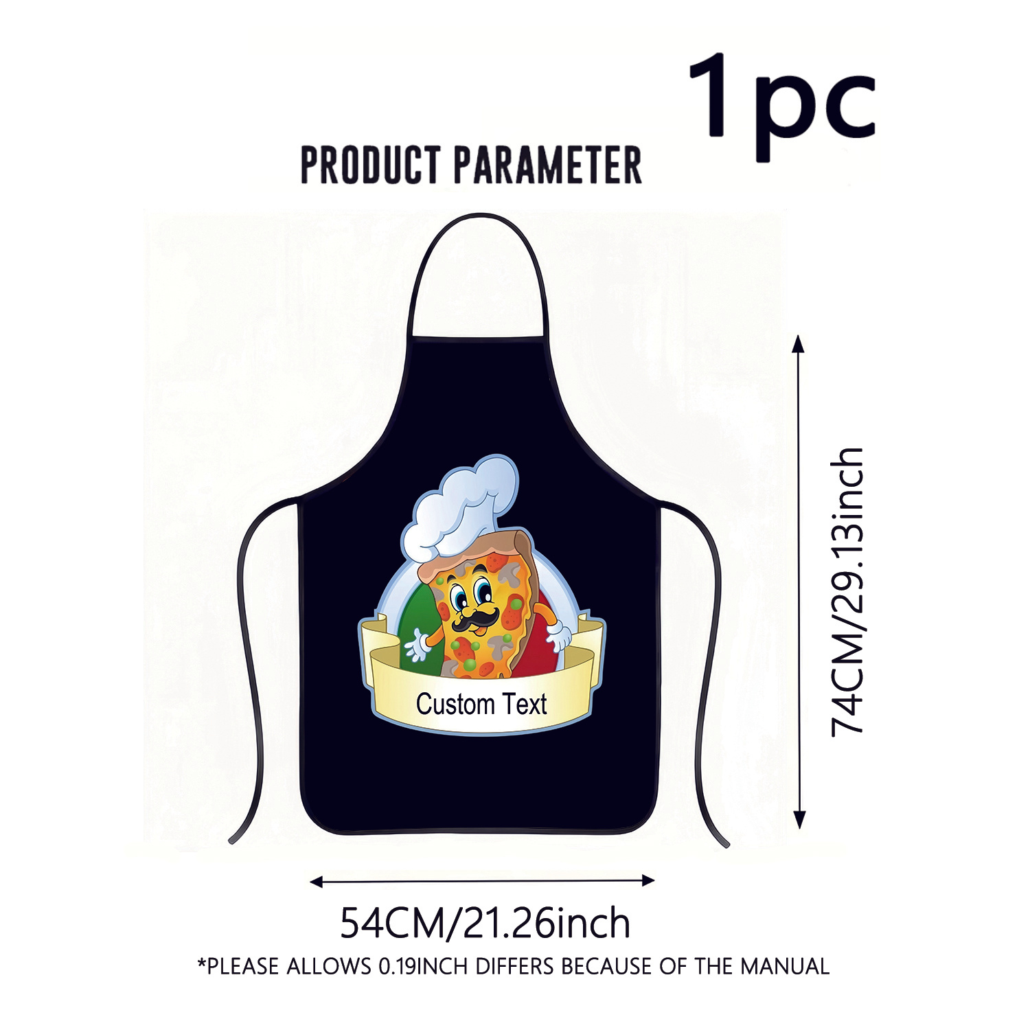 TEMU 1pc Self- Text Name Custom Print Apron, Cartoon Badge Pattern Print Sleeveless Apron, Household Kitchen Coverall, Cooking Waist Apron,