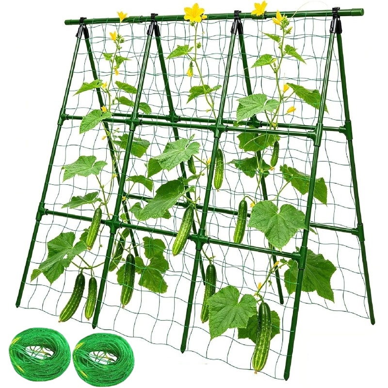 TEMU Lot de 2 treillis pour concombres pour jardin surélevé, treillis en A en métal pour plantes grimpantes, poteau pour , légumes, , pois, cage pour