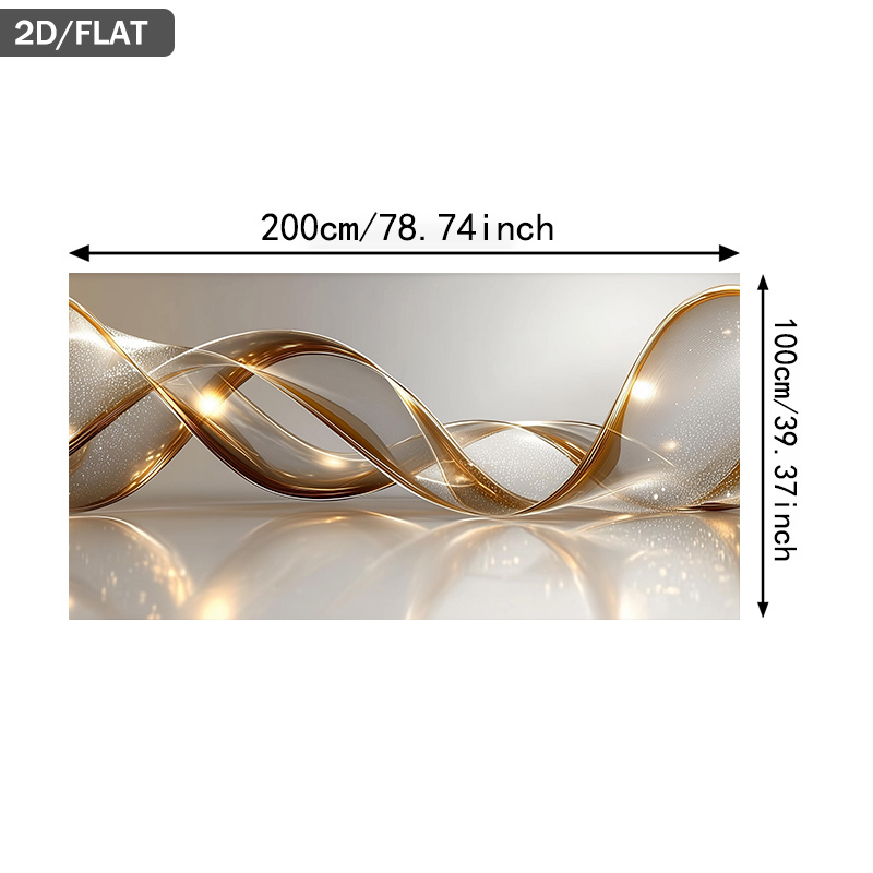TEMU 2d Flat, 2d Flat, Frameless Golden Twisted Ribbons Light, This 2d Flat Canvas Art Measures 39.37*78.74 Inches (100cm*200cm) And Is Perfect For