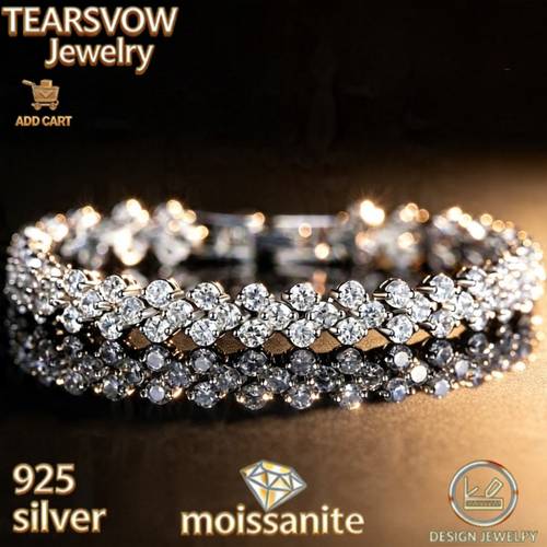bracelet tennis en moissanite 9,1 carats, pour femmes et hommes, argent sterling s925, 3 mm foncé vvs1, bracelet entièrement en moissanite de 7,09 pouces, bijou , pour femmes, un cadeau de mariage pour les couples féminins