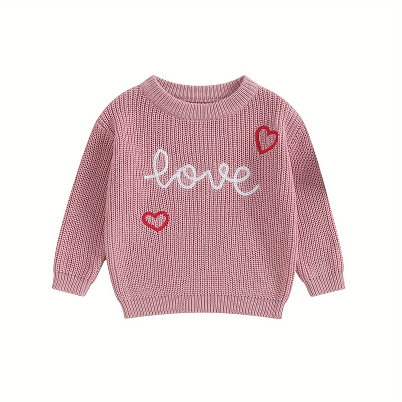 

Kids Girls Sweater, Long Sleeve Crew Neck Letters Heart Sweater Clothes