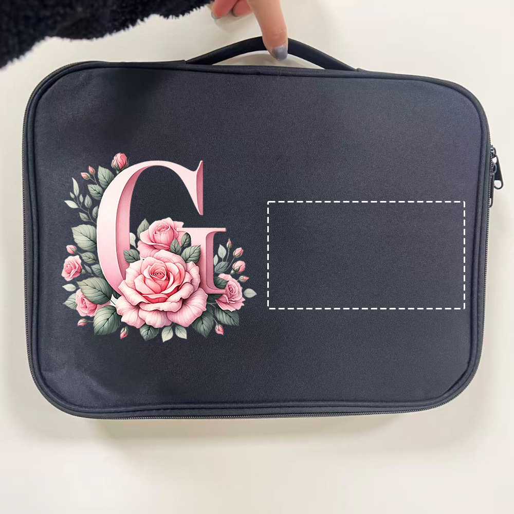 Custom Floral Initial Laptop Tote Bag with Monogram