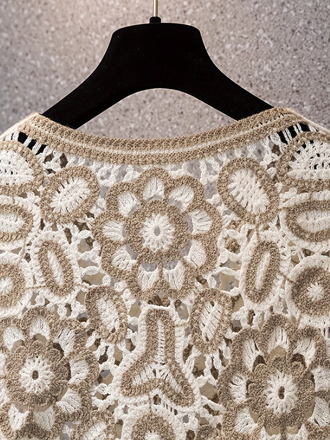 Elegant Bohemian Women's Sleeveless V-Neck Vest - Chic Geometric Crochet Pattern, Lightweight Acrylic, Semi-Sheer Summer Casual Cover-Up, Hand Wash Only, Breathable Coverup, Intricate Craftsmanship, Beach Coverup, Boho Fashion, Delicate Weave, Sheer Top, Fashion Women