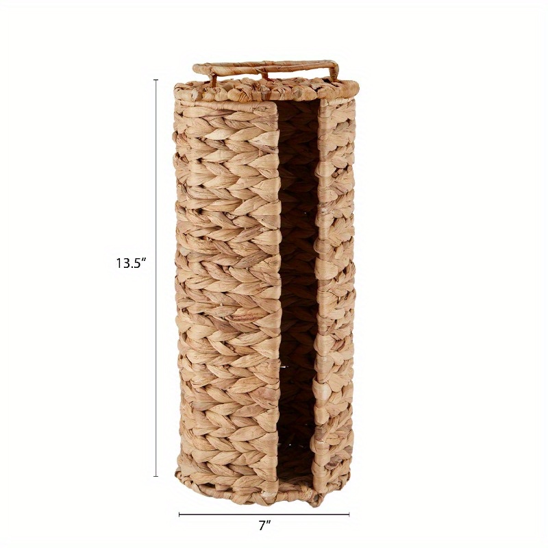 elegant beige woven tissue holder with lid natural hyacinth design round bathroom organizer for toilet paper stylish and functional home decor toilet paper holder Product details 8