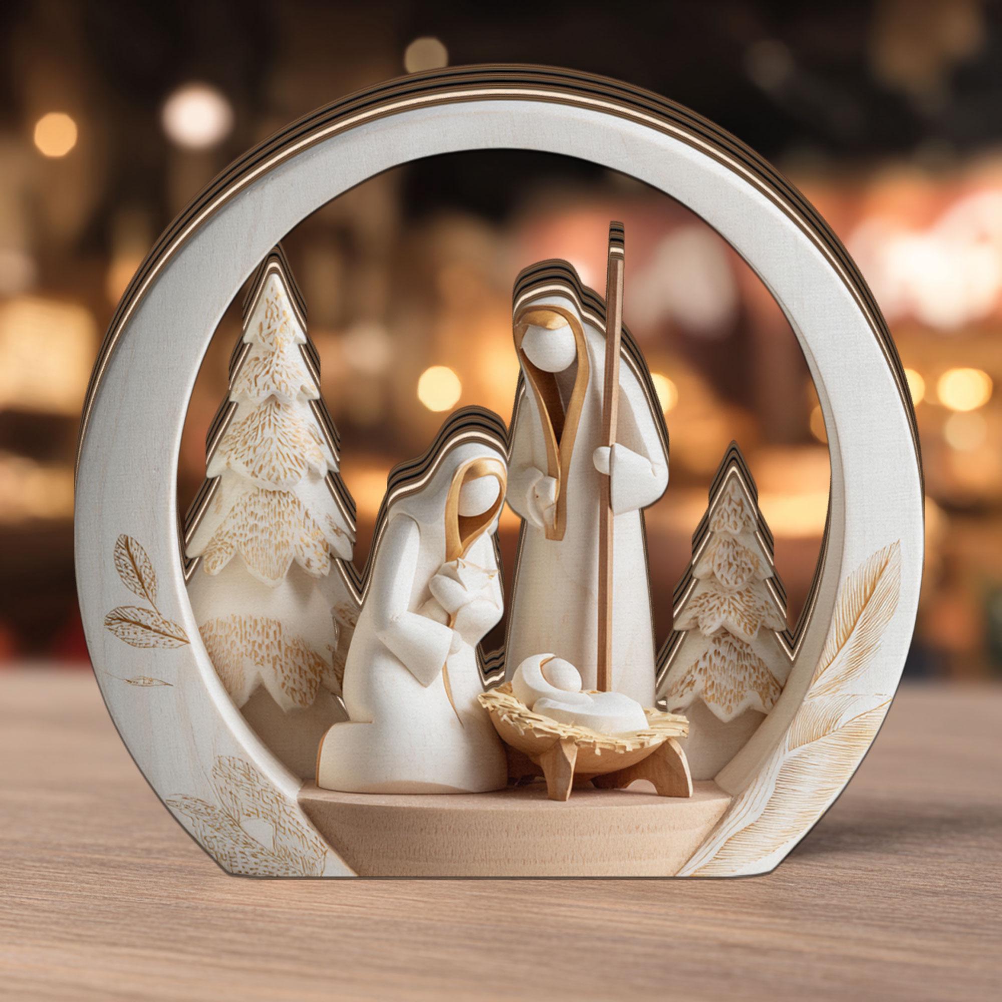 TEMU Presepe in legno a pi羅 , stile campagnolo 2D