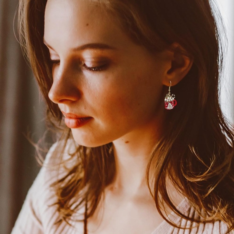 Women's Enamel Gingerbread & Coffee Cup Dangle Earrings