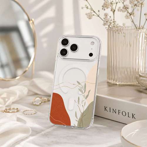 phone case minimalist abstract botanical light clear acrylic phone case with magnet drop shock resistant protective shell for iphone 11 to 17 full series