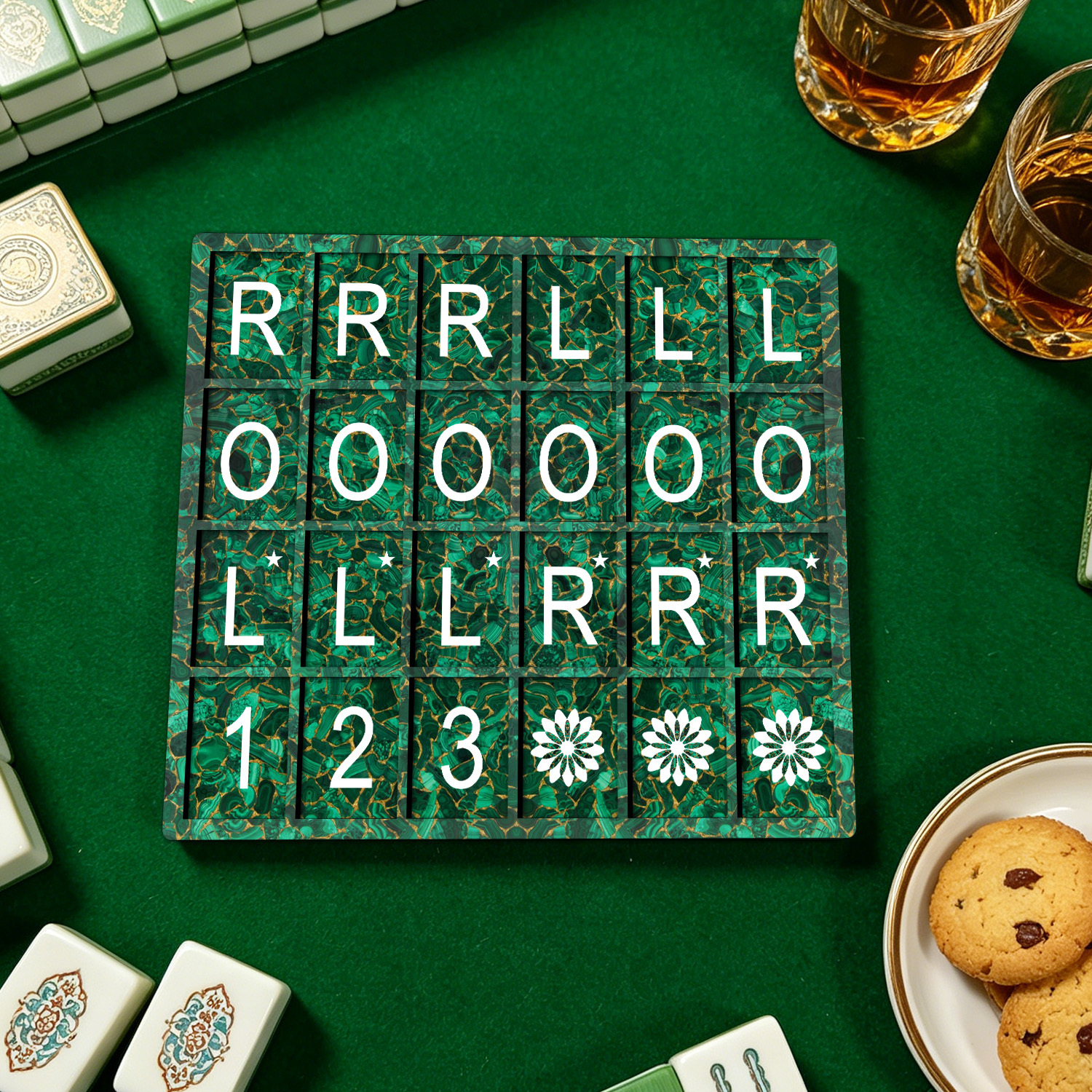 Mahjong Practice Board, Emerald Marble With White Markers, American Mahjong Accessory, Solo Training Tool, Essential, Gift For Dad