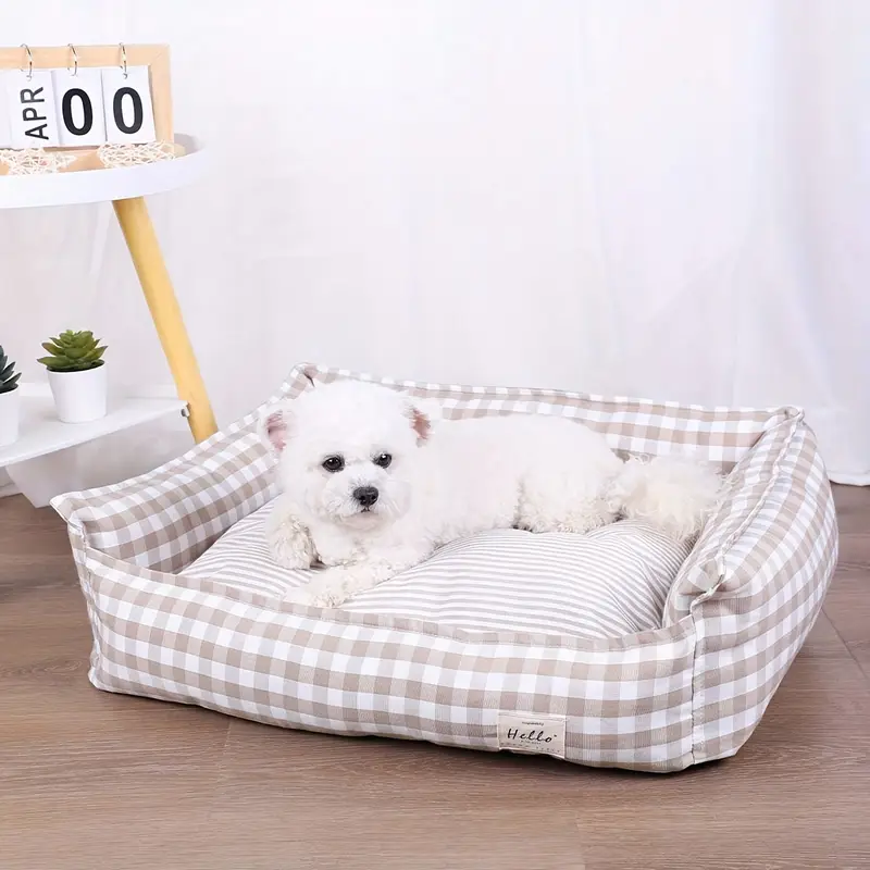 cozy checkered pet bed for dogs cats removable washable polyester nest indoor comforter style bedding with vacuum packaging for plush cushion durable construction home pets Product details 0